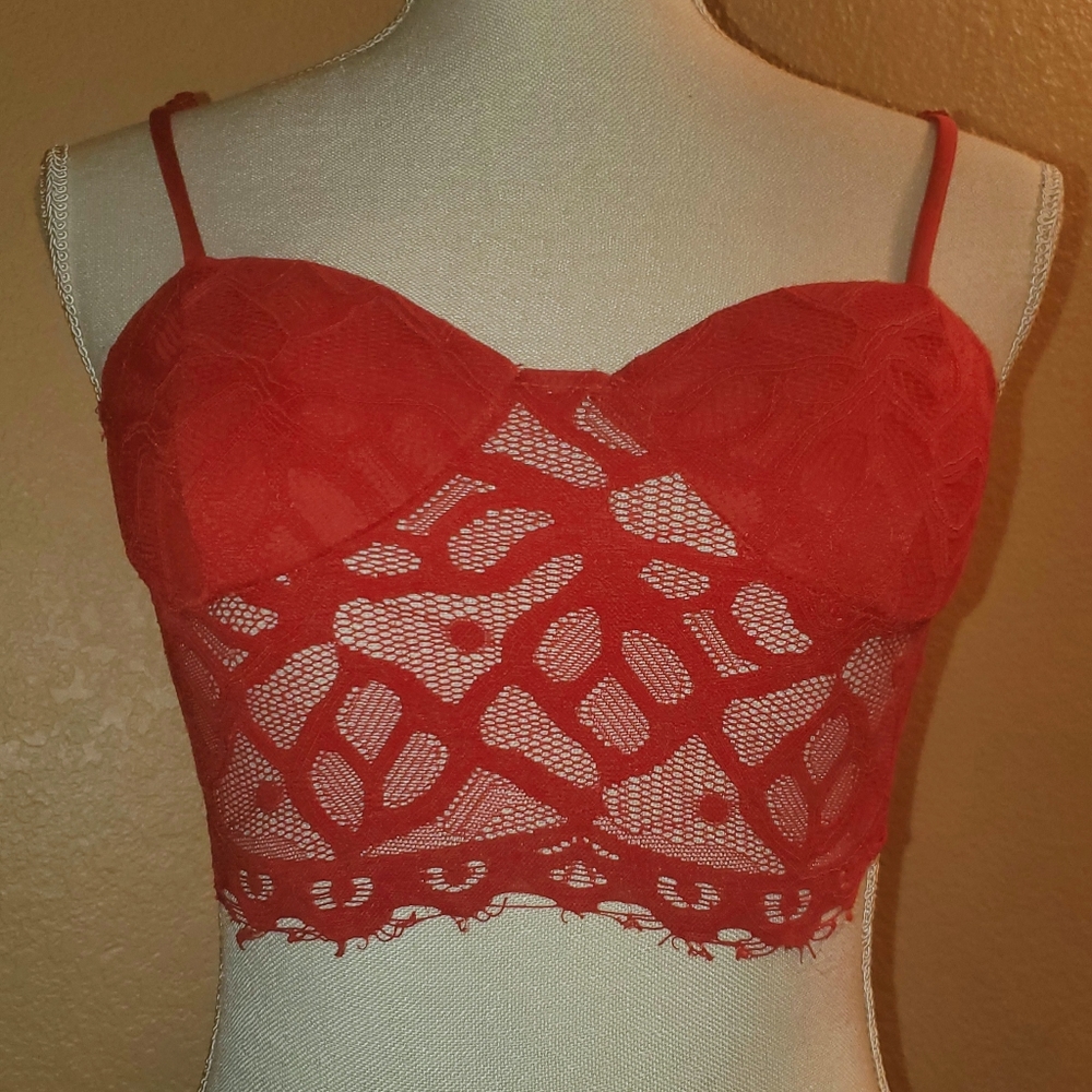 Fashion Nova Red Lace Crop Top